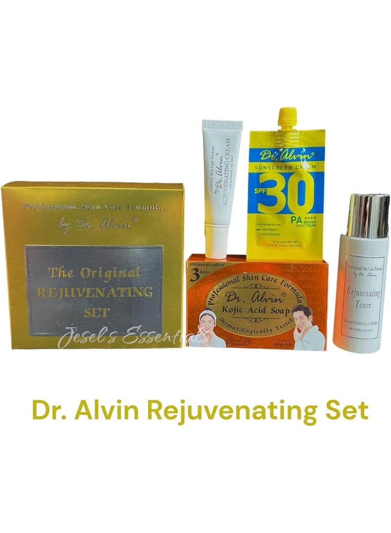 Dr. Alvin مجموعة د. ألفين الكاملة للعناية بالبشرة المتجددة مع صابون حمض الكوجيك، تونر متجدد، كريم للوجه وواقي شمس SPF 30 للتحكم في البقع الداكنة وحب الشباب - Image 4